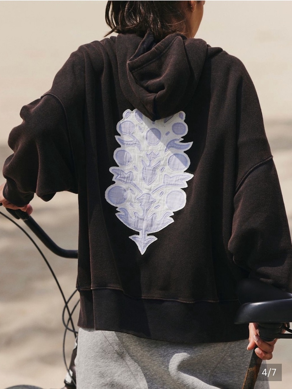 Free People Sprint to the finish Oversized Black & Lavender Logo Hoodie